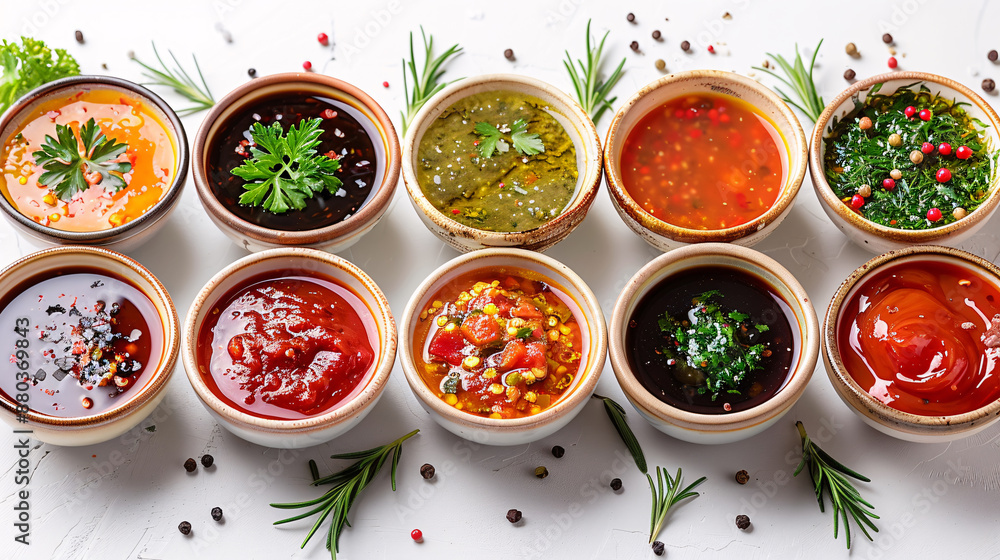 Visualize an array of delicious sauces Visualize an array of delicious sauces