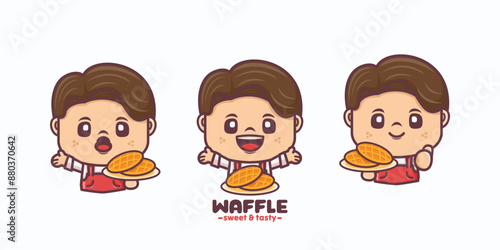 cute cartoon character design with waffle