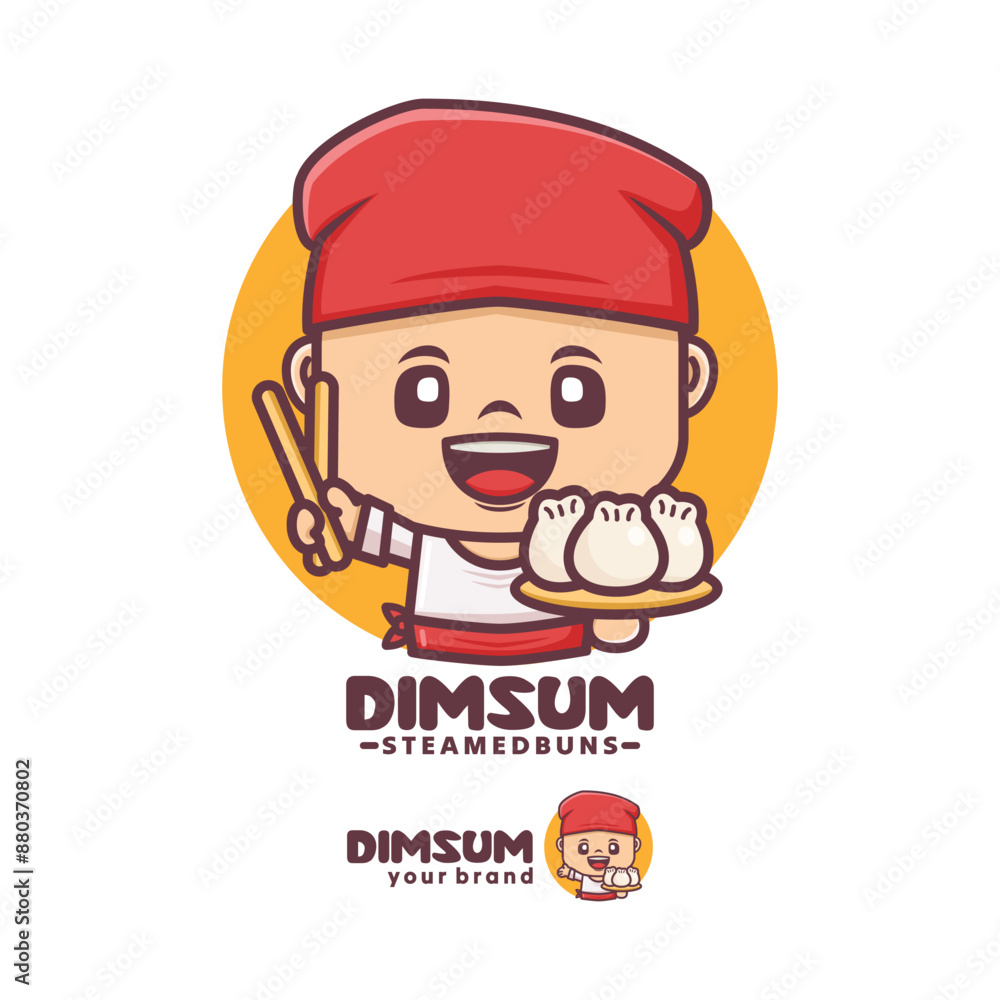 Dim sum chef cartoon mascot. suitable for culinary businesses Dim sum chef cartoon mascot. suitable for culinary businesses