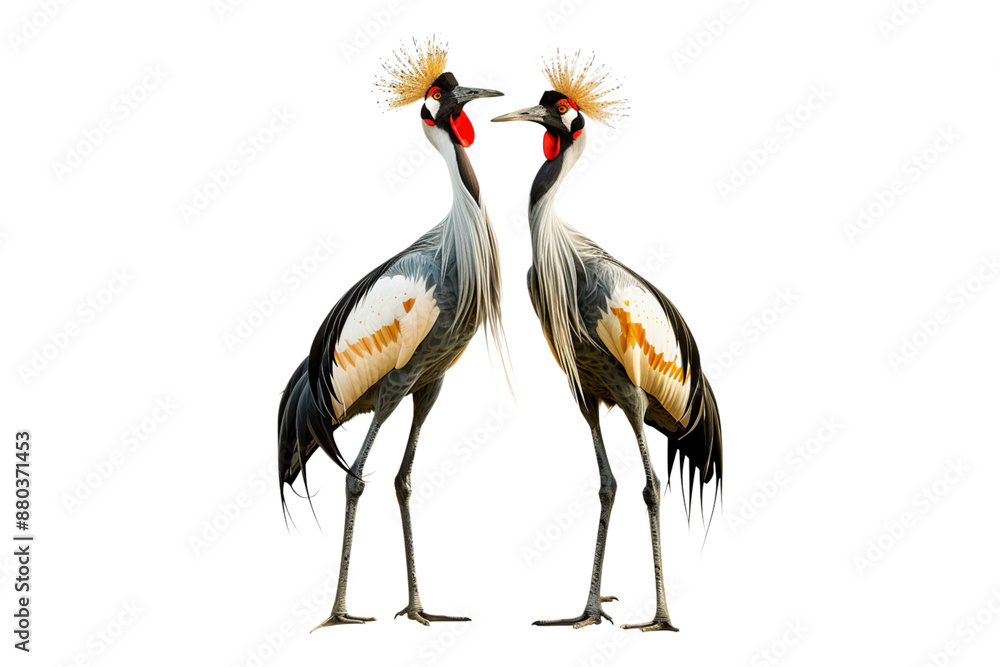Crowned cranes fragile isolated on transparent background Crowned cranes fragile isolated on transparent background