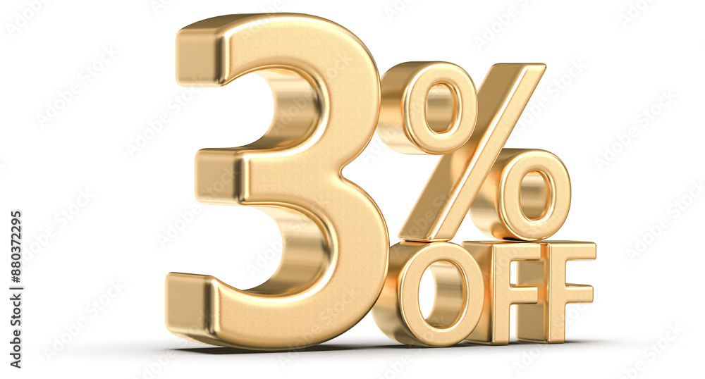 3 Percent Off Sale Gold Number 3D 3 Percent Off Sale Gold Number 3D