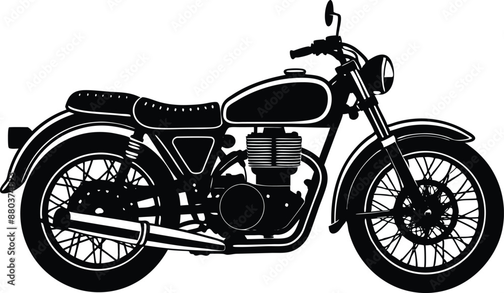 Fototapeta premium Old motorcycle silhouette vector, vintage motorcycle vector art