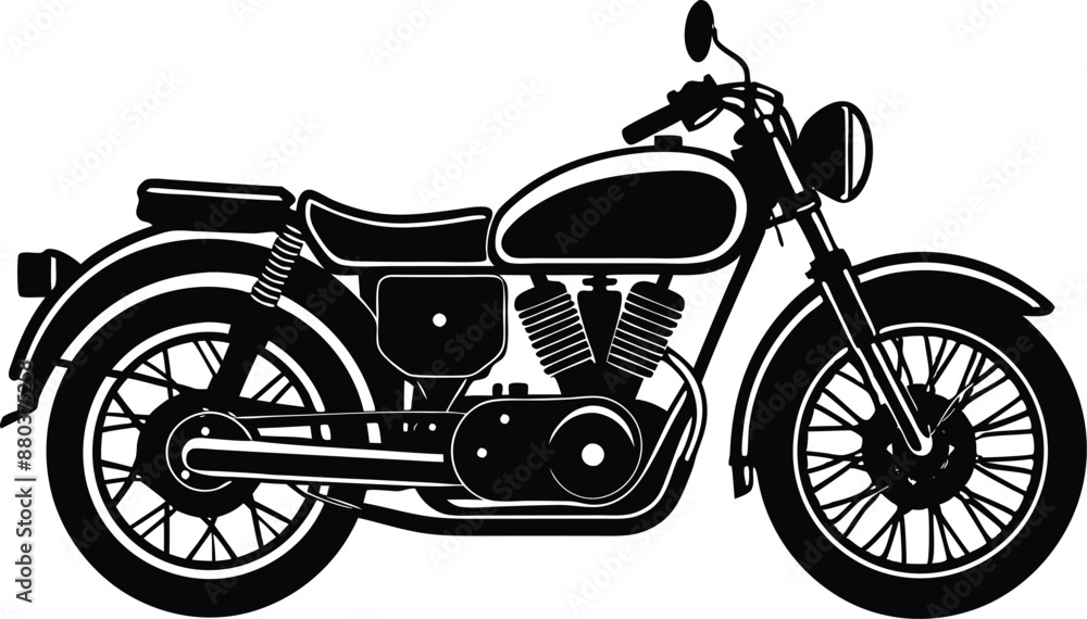 Fototapeta premium Old motorcycle silhouette vector, vintage motorcycle vector art