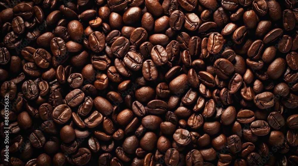Naklejka premium Roasted coffee beans background --ar 16:9 Job ID: 18f65eb7-6c64-4d4d-ba82-2c5dadc12a00