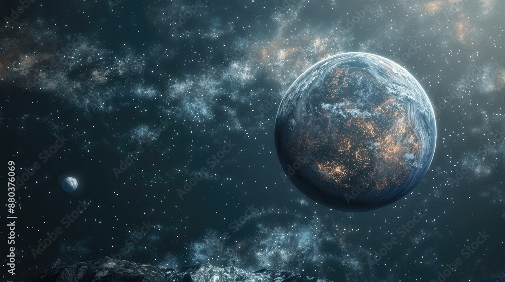 Obraz premium An AI-powered telescope capturing detailed images of exoplanets