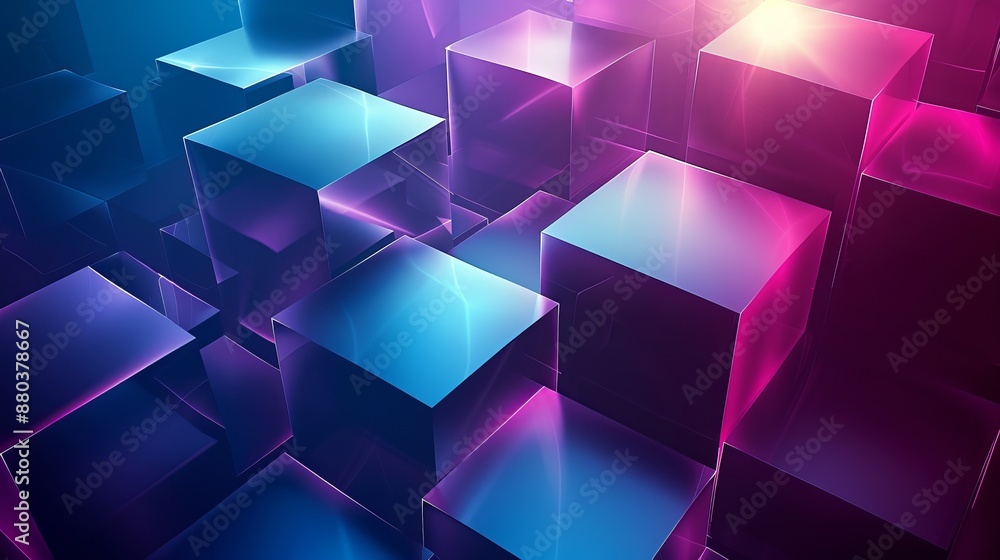 Abstract Blue And Purple Cubes Abstract Blue And Purple Cubes