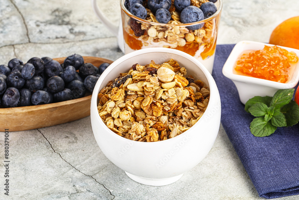 Granola museli cereal for breakfast Granola museli cereal for breakfast