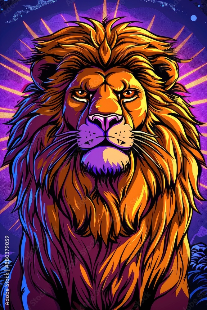Obraz premium Majestic Lions Gaze in Vivid Colors