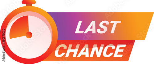 Orange clock face counting down the time remaining for a special offer or last chance opportunity