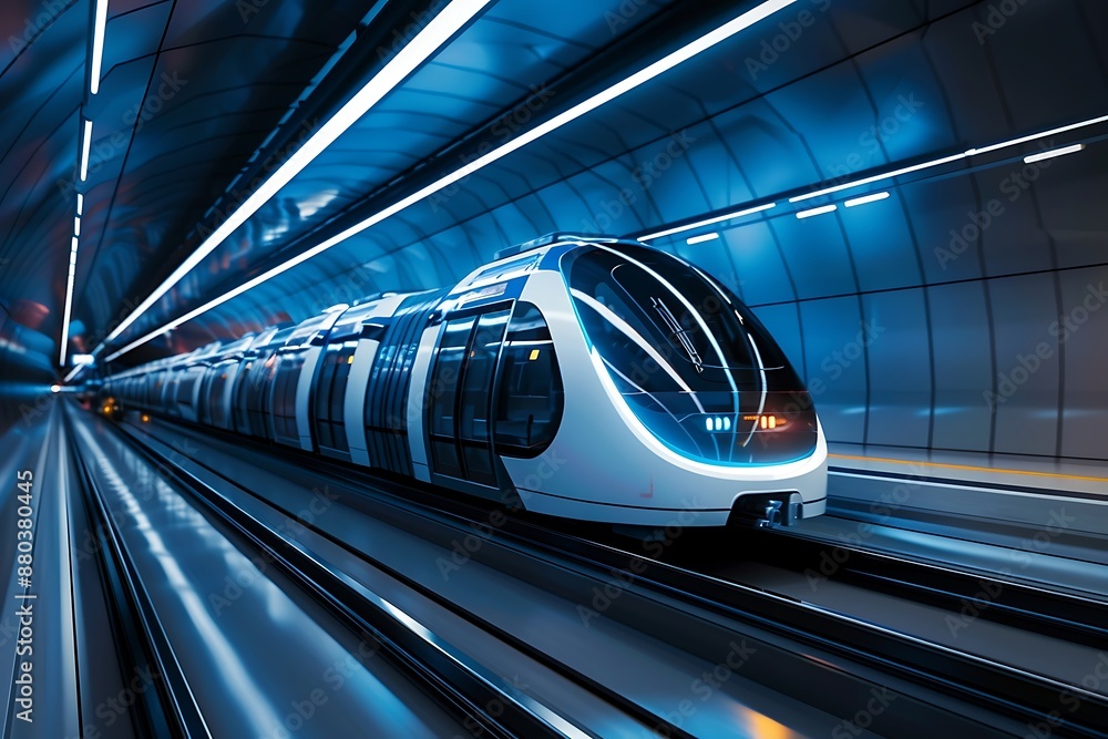 High speed train in the tunnel with motion blur High speed train in the tunnel with motion blur