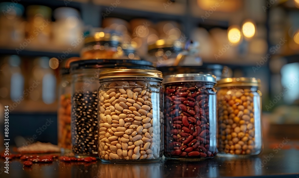 jars of dried pinto and kidney beans, Generative AI jars of dried pinto and kidney beans, Generative AI