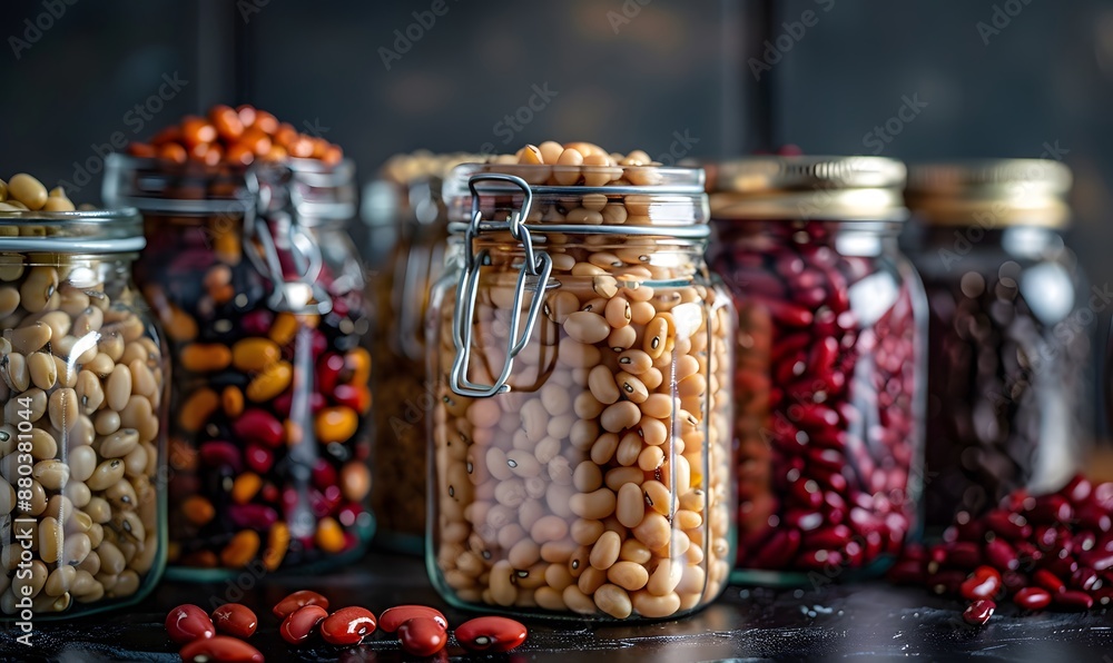 jars of dried pinto and kidney beans, Generative AI jars of dried pinto and kidney beans, Generative AI