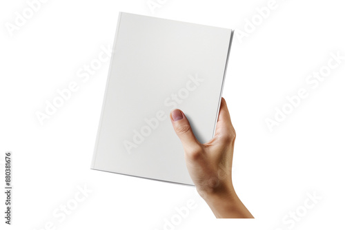 hand holding white paper isolated on transparent background