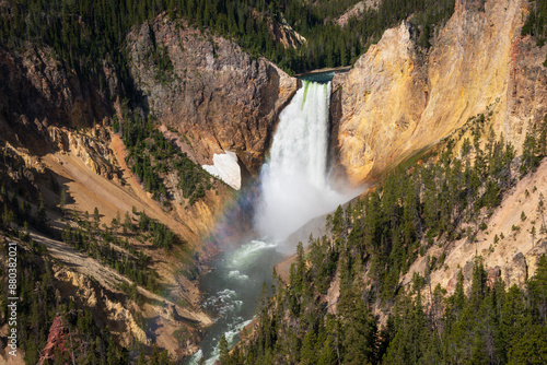 Lookout Point at the Grand Canyon of the Yellowstone and Lower Falls from Artist Point, Yellowstone National Park, Wyoming