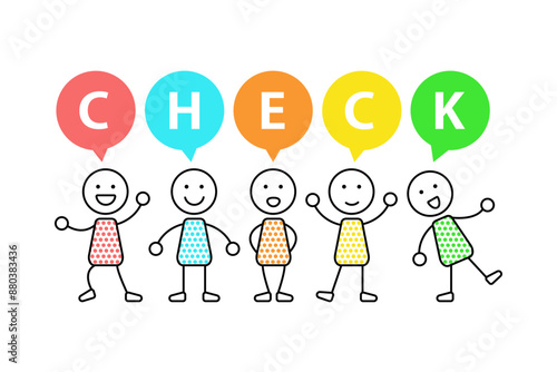子供・キッズに模したキャラクターとチェックの文字
