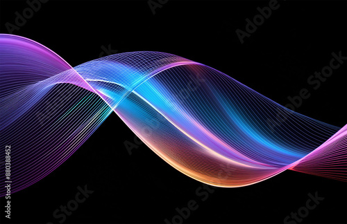 Dynamic abstract wave with gradient colors and digital texture for modern design.