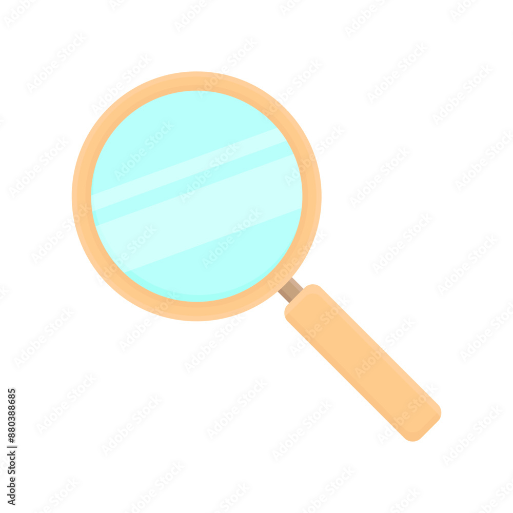 Beautiful magnifying glass with a wooden handle in a cartoon style on a white isolated background, 10 eps, detective tool Beautiful magnifying glass with a wooden handle in a cartoon style on a white isolated background, 10 eps, detective tool