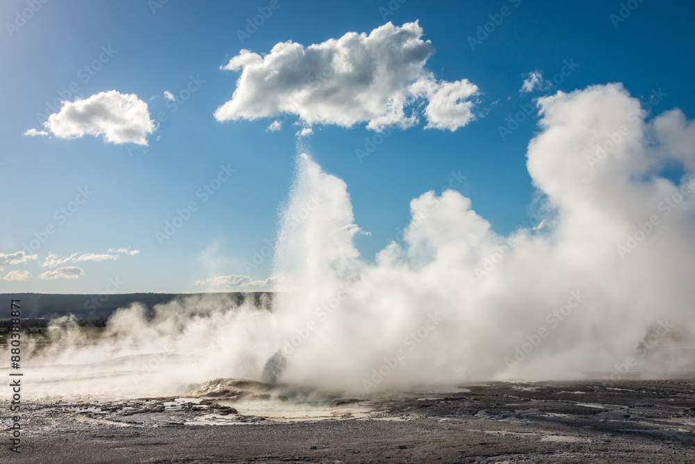 An Eruption of Great Fountain Geyser In Yellowstone National Park An Eruption of Great Fountain Geyser In Yellowstone National Park