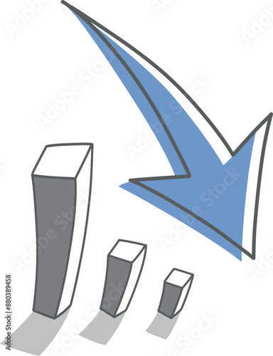 右肩下がりのグラフと矢印のイラスト素材