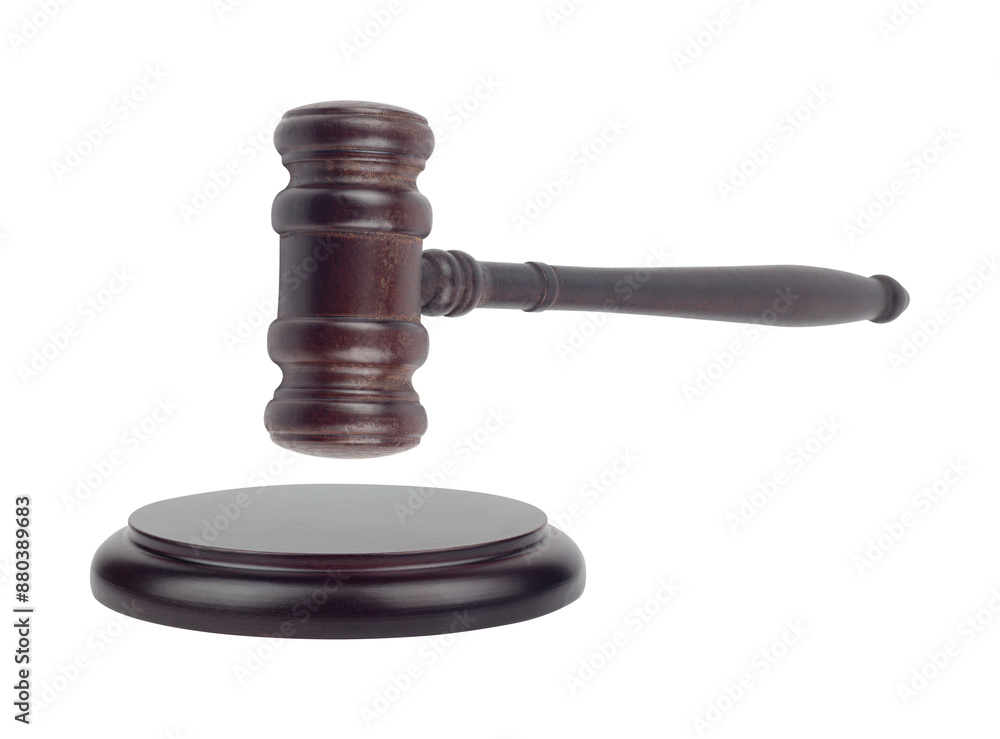 Judge's gavel, chairman's gavel, wooden gavel with stand isolated from background Judge's gavel, chairman's gavel, wooden gavel with stand isolated from background