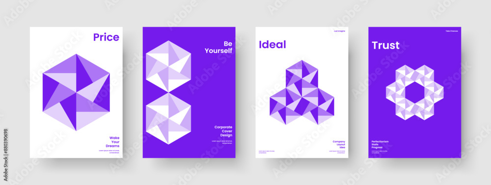 Fototapeta premium Isolated Banner Layout. Geometric Report Template. Modern Background Design. Poster. Flyer. Book Cover. Business Presentation. Brochure. Handbill. Advertising. Journal. Leaflet. Catalog