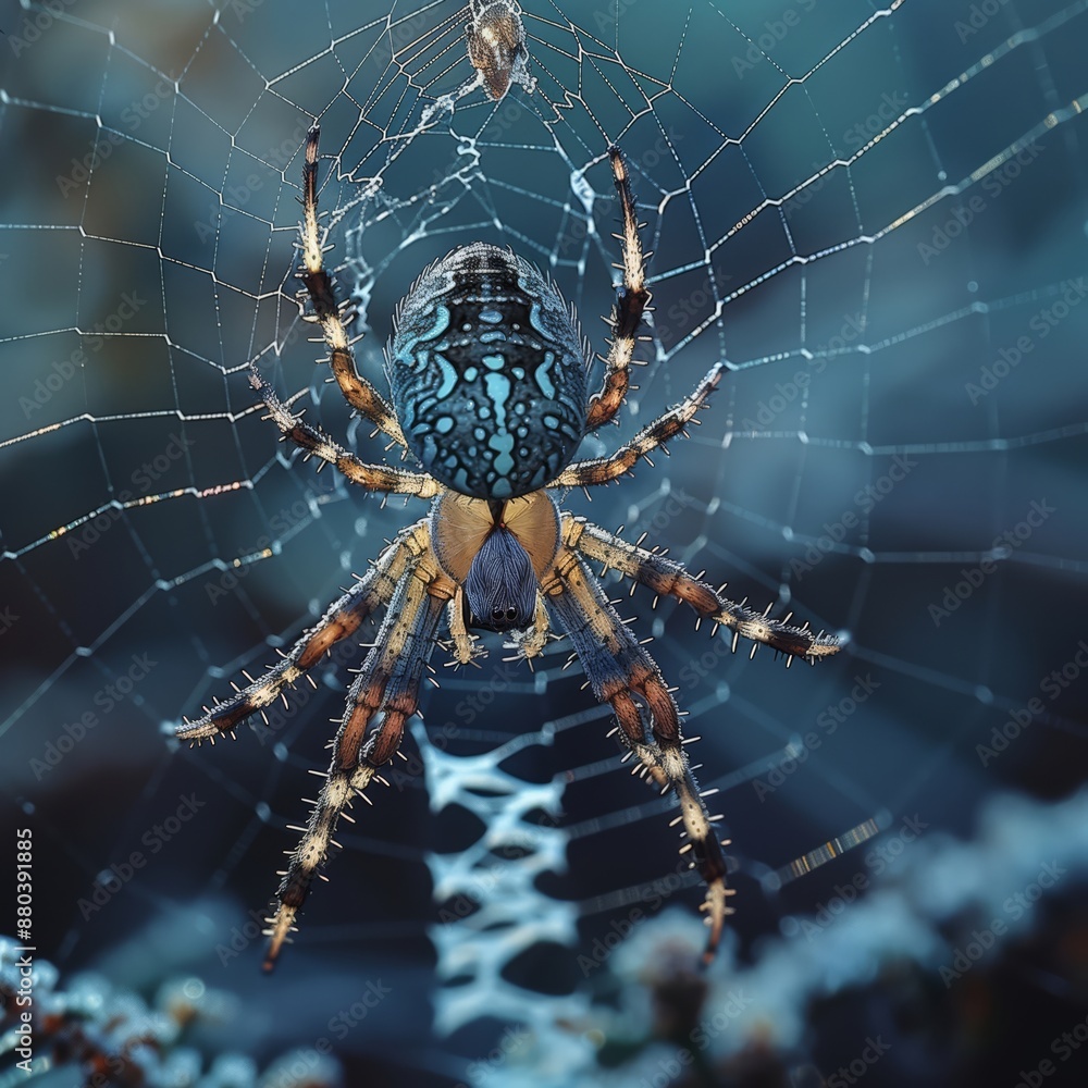Spider Catching Prey in Web- Capture the moment a spider catches its prey in its web Spider Catching Prey in Web- Capture the moment a spider catches its prey in its web