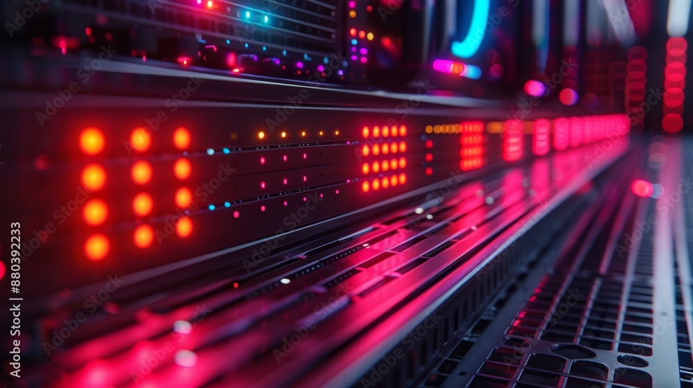 Colorful Data Center Server Lights - Generative AI Colorful Data Center Server Lights - Generative AI