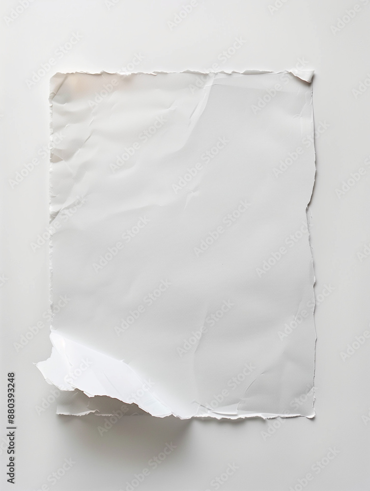Foglio bianco di cartoncino strappato ai bordi. Spazio per testo o messaggio. Foglio bianco di cartoncino strappato ai bordi. Spazio per testo o messaggio.