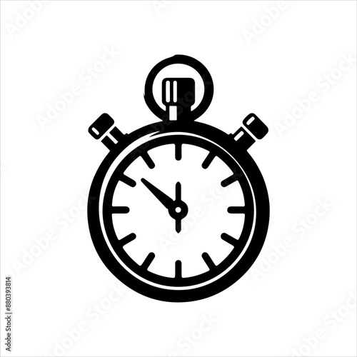 Hand stopwatch time sign silhouette on white background. Stopwatch icon sign vector illustration design.