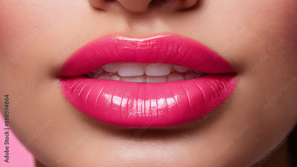 Fototapeta premium Glossy pink lip