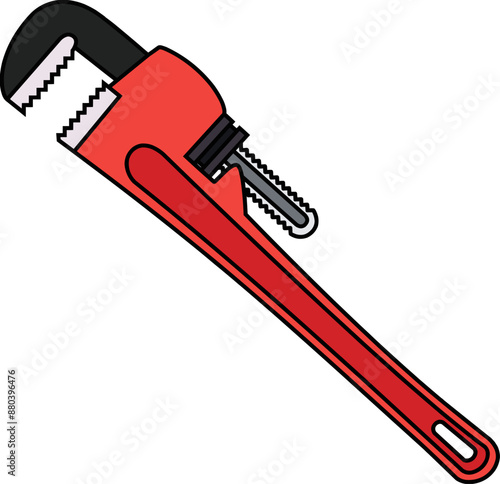 Illustration of a pipe wrench drawn with black lines