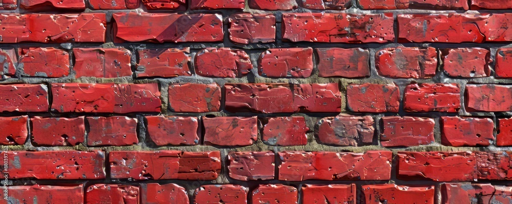 Red brick wall texture with mortar lines, 4K hyperrealistic photo Red brick wall texture with mortar lines, 4K hyperrealistic photo