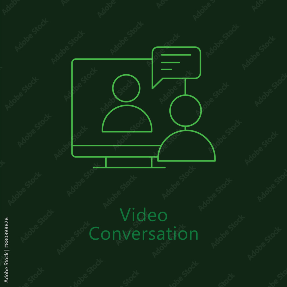 Video Conversation Icon: Video Chat Icon, Video Call Icon, Video Conversation Vector, Video Call Symbol with editable stroke. Video Conversation Icon: Video Chat Icon, Video Call Icon, Video Conversation Vector, Video Call Symbol with editable stroke.