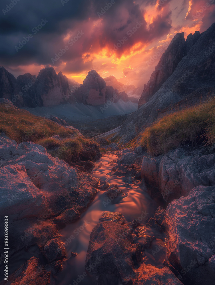 Obraz premium Sunset in Dolomite Mountains, Italy