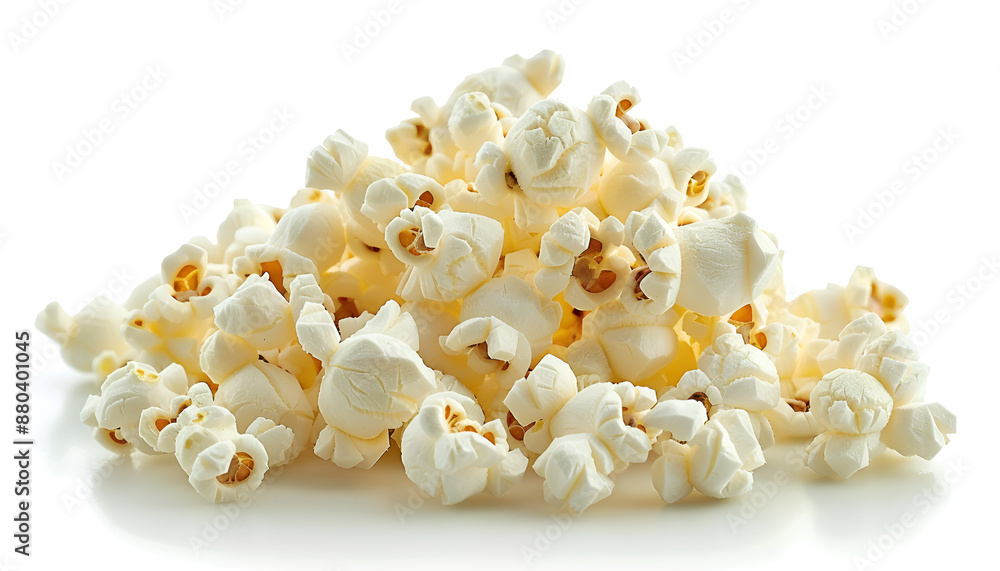 Tasty popcorn. Many popped kernels isolated on white Tasty popcorn. Many popped kernels isolated on white
