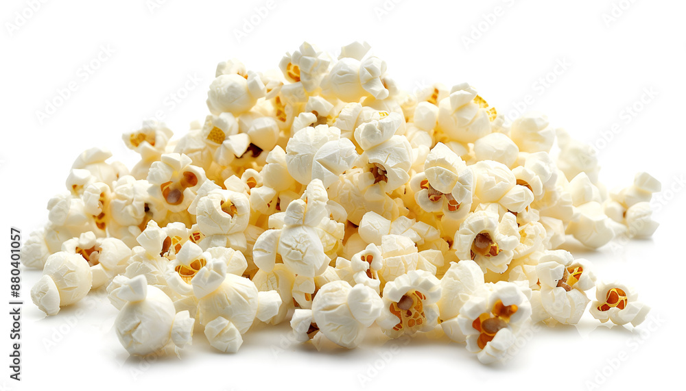 Tasty popcorn. Many popped kernels isolated on white Tasty popcorn. Many popped kernels isolated on white