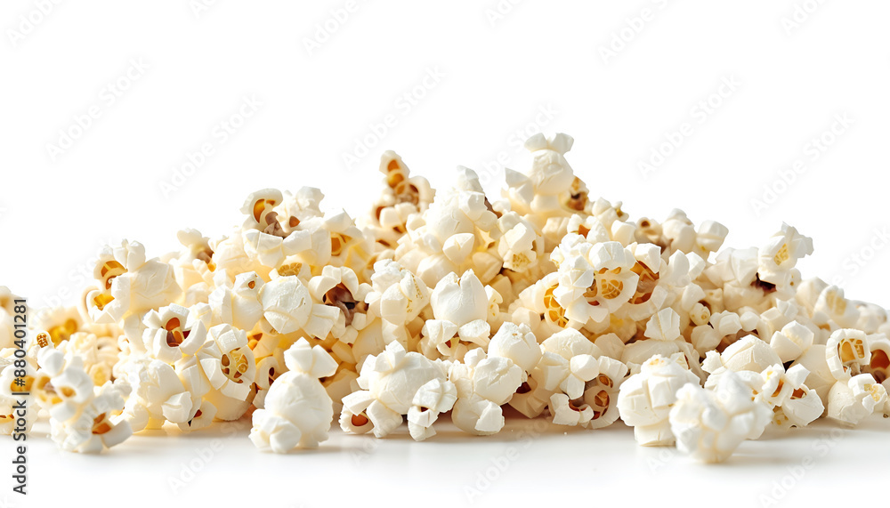 Tasty popcorn. Many popped kernels isolated on white Tasty popcorn. Many popped kernels isolated on white