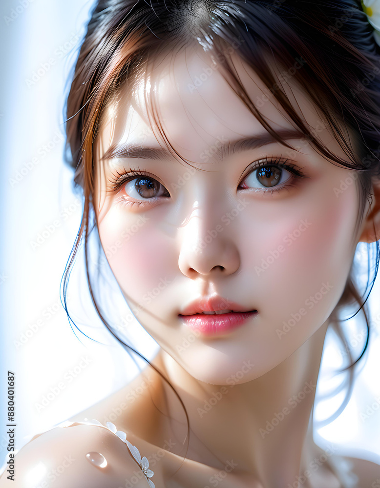 Beauty portrait of a beautiful young woman with glowing skin. Beautiful real face, beauty image. 輝く肌を持つ美しい若い女性の美容ポートレート。美しい素顔、美容イメージ。 Beauty portrait of a beautiful young woman with glowing skin. Beautiful real face, beauty image. 輝く肌を持つ美しい若い女性の美容ポートレート。美しい素顔、美容イメージ。