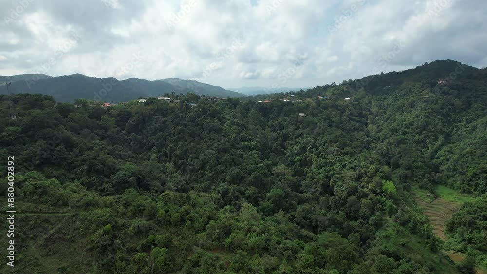 Aerial view from drone of the rural village in the mountains Aerial view from drone of the rural village in the mountains