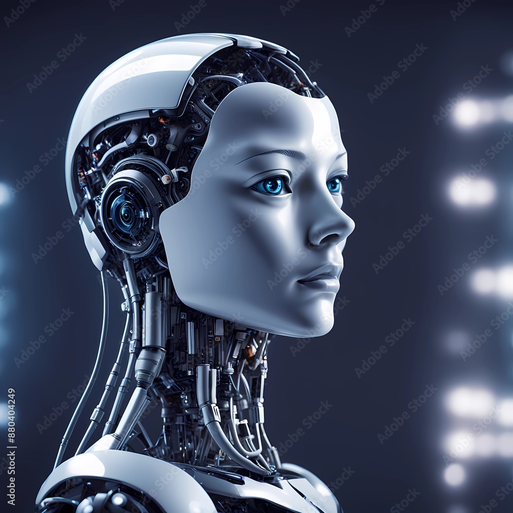 Artificial human brain and skull reboots with blue eyes.ai generated. Artificial human brain and skull reboots with blue eyes.ai generated.