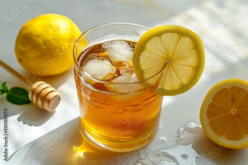 clear background flatlay shot of clear beautiful and refreshing photo of fresh - mouthwatering honey  . Beautiful simple AI generated image in 4K, unique. photo