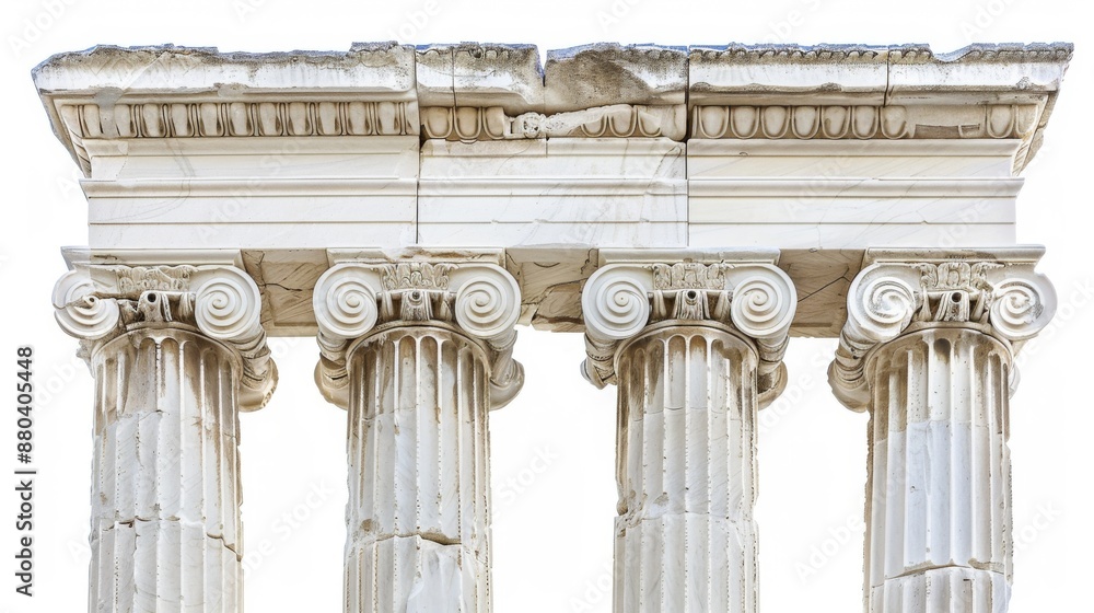 Obraz premium Two Ancient Greek or Roman Columns with a roof on white background