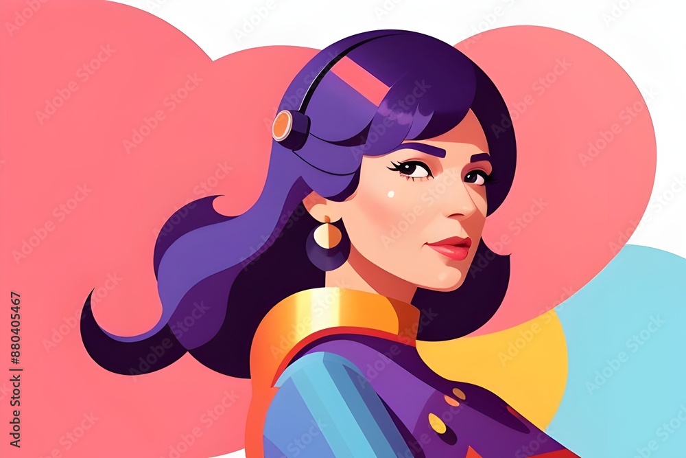 illustration, drawing of a Colourful, 1970s closeup of a beautiful disco woman, 1970s fashion, retro, vintage, rainbow colors, stylish, retro hairstyle, Beauty, Glamour, Funky, illustration, drawing of a Colourful, 1970s closeup of a beautiful disco woman, 1970s fashion, retro, vintage, rainbow colors, stylish, retro hairstyle, Beauty, Glamour, Funky,