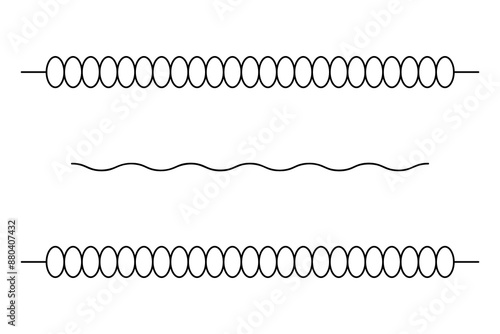 The paths in the pool are separated by wave breakers. Sketch. Vector icon. Special devices for dividing the pool into strips convenient for playing sports in the water. Isolated white background. 
