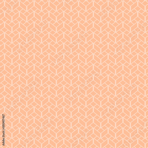 Geometric abstract background. Pyramid white wall made of 3D figures. Repeating vector pattern. Isolated background in peach fluff style. Doodle style. Endless pattern of square and rectangular shapes