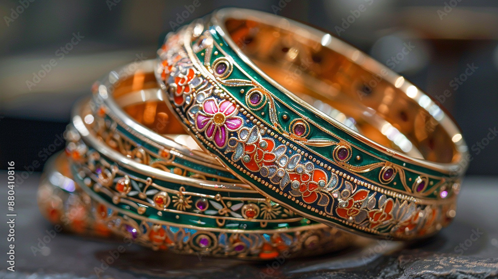 A set of bangles with Indian meenakar A set of bangles with Indian meenakar