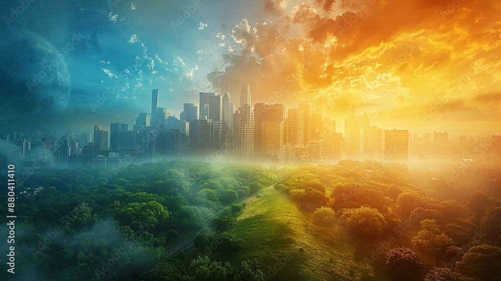 Fototapeta premium The consequences of global warming and climate change are exacerbated by air pollution