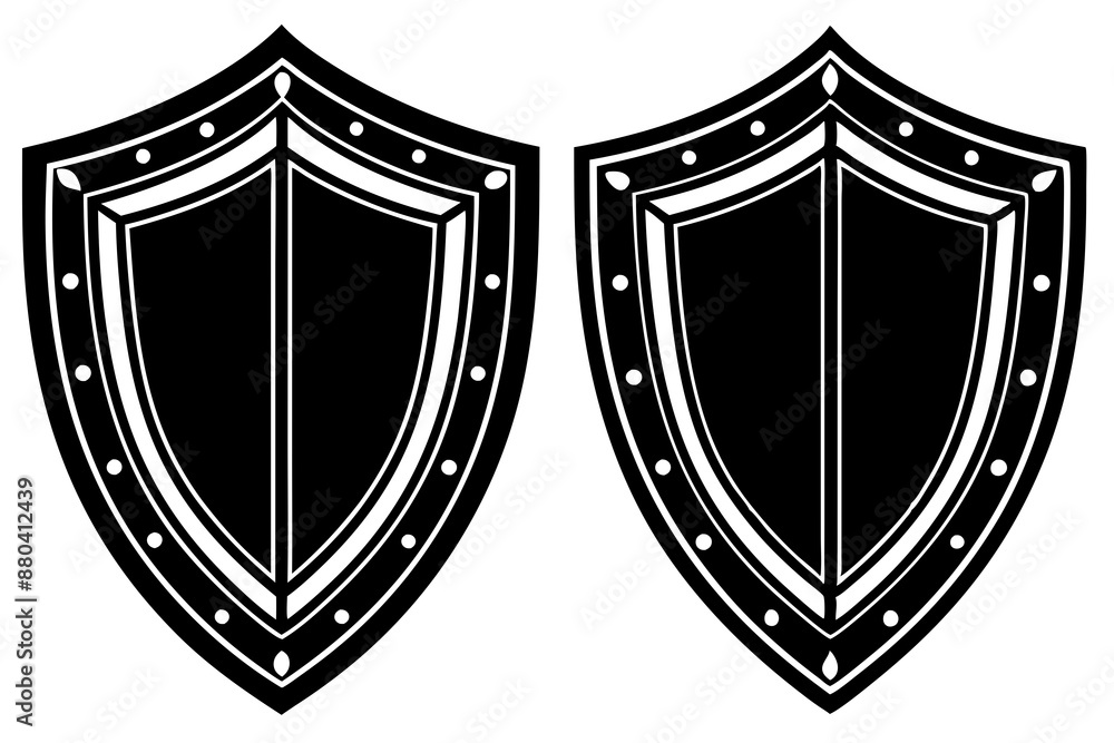 Shield icon set in vintage style. Protect shield security icons. Shield ...