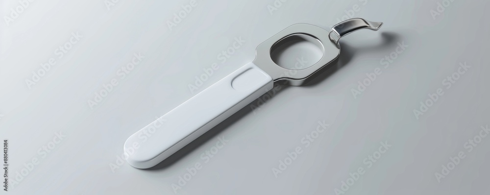 Isolated white bottle opener on white background mockup, 4K hyperrealistic photo Isolated white bottle opener on white background mockup, 4K hyperrealistic photo