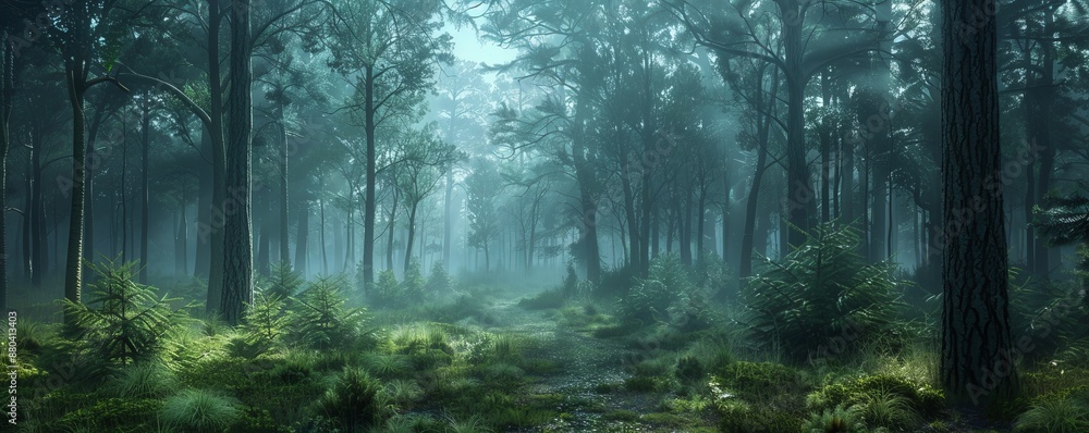 Fototapeta premium Mystical Forest Clearing, 4K hyperrealistic photo